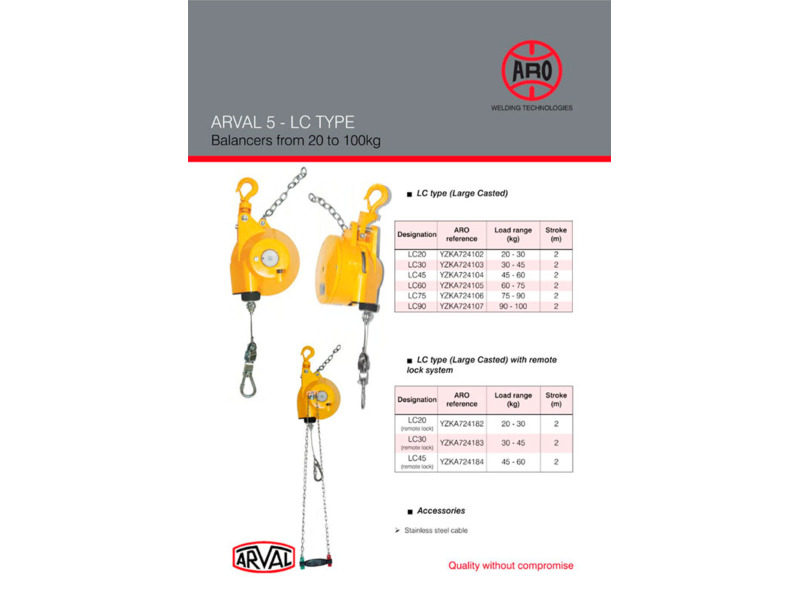 ARO Arval 5 - LC-60 Spring Balancer | Page 01 | Weld Systems Integrators