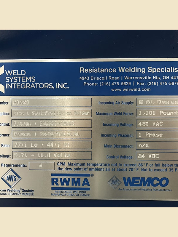 WSI Used Projection-Type Welder - 20630 | Image 02 | Weld Systems Integrators