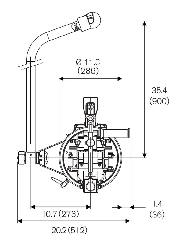 TECNA 3322 Suspended Spot Weld Gun | Dimensions 02 | Weld Systems Integrators