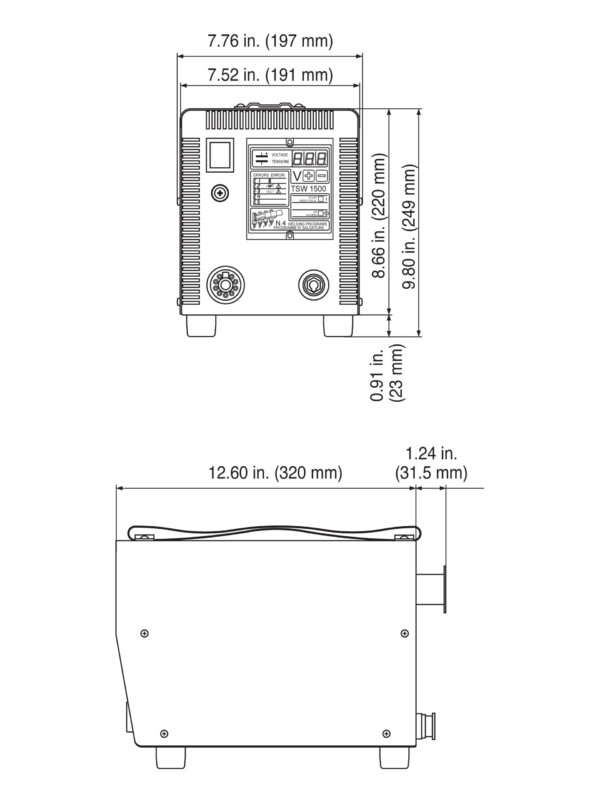 TECNA TSW1500 Capacitor Discharge Stud Welder - Dimensions